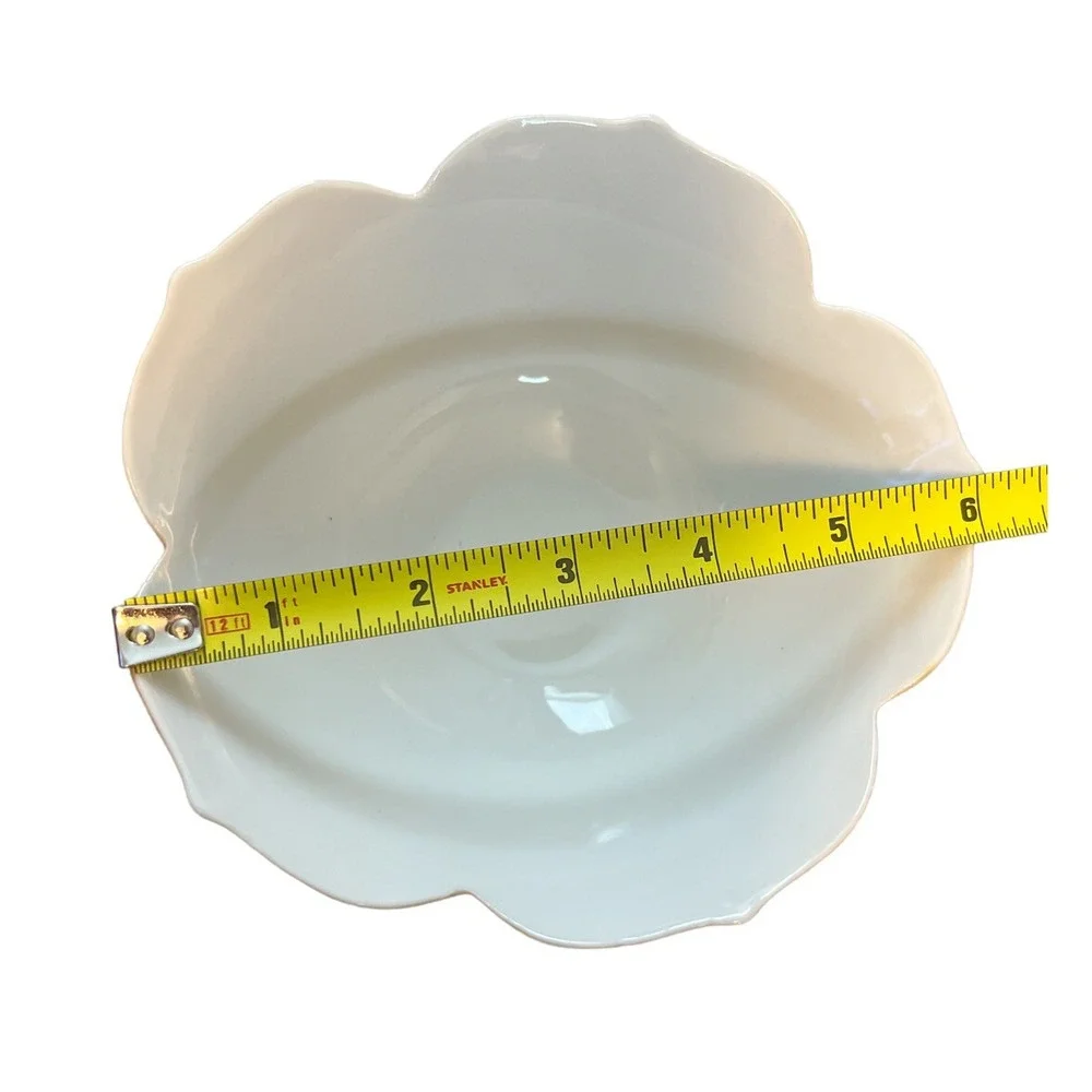 VTG Set Of 4‎ Lotus Porcelain Rice Bowls ORANGE & YELLOW Flower Petal Japan
